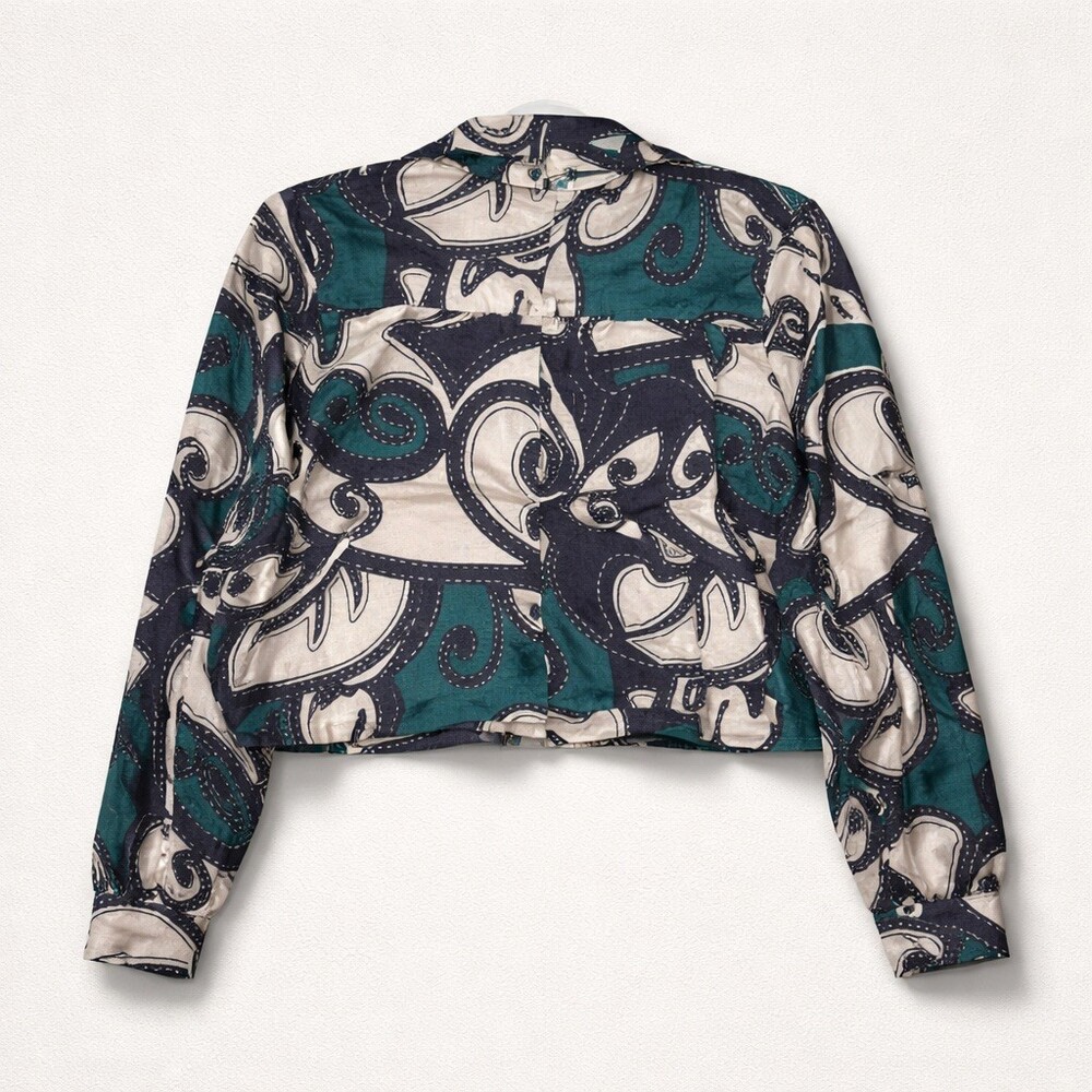 Mulla 2 Piece Outfit Set Womens M Abstract Swirl Cropped Shirt & Shorts - Picture 6 of 8